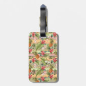 Étiquette À Bagage Fun Tropical Pineappy Flower Motif (Dos Vertical)