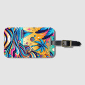 Étiquette À Bagage Fun Whimsic Psychedelic Voilier (Devant Horizontal)