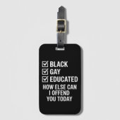 Étiquette À Bagage Funky Black Gay pride Support Droits LGBTQ (Devant Vertical)