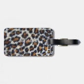 Étiquette À Bagage funky fun fluffy empreinte de léopard motif origin (Dos horizontal)