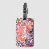 Étiquette À Bagage Funky Pink Pastel Abstrait (Devant Vertical)
