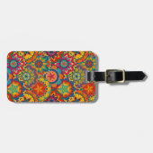 Étiquette À Bagage Funky Retro couleur Motif Mandala (Devant horizontal)