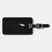 Étiquette À Bagage Funny Astronaut Space Rocket Name Black Luggings (Devant horizontal)