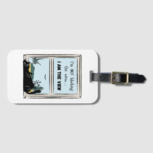 Étiquette À Bagage Funny Black Cat, je suis la vue (Devant Horizontal)