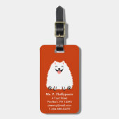Étiquette À Bagage Funny Blanc Poméranien avec texte personnalisable (Devant Vertical)
