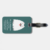 Étiquette À Bagage Funny Blanc Poméranien avec texte personnalisable (Dos horizontal)