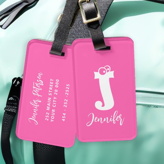 Étiquette À Bagage Funny bold typography monogram name script pink