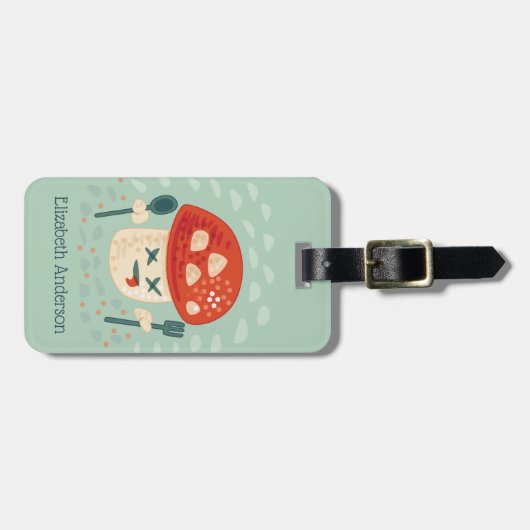 Étiquette À Bagage Funny Champignon caractère fou (Devant horizontal)