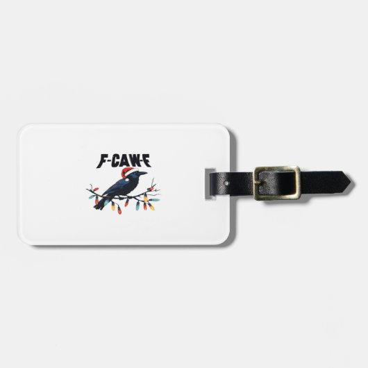 Étiquette À Bagage Funny Crow Christmas Classic Retro Design (Devant horizontal)