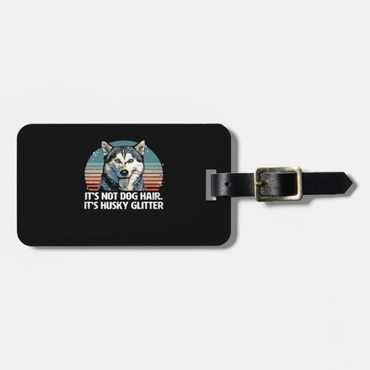 Étiquette À Bagage Funny & Cute Siberian Husky Dog Glitter Classic T- (Devant horizontal)