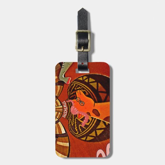 Étiquette À Bagage Funny Elegant Giraffe Accessoré Style Africain (Devant Vertical)