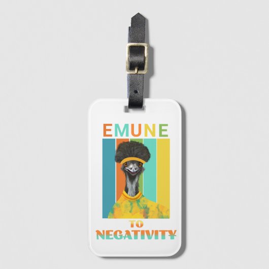 Étiquette À Bagage Funny Emu Bird Pun - Emune à la Négativité (Devant Vertical)