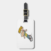 Étiquette À Bagage Funny Garçon équitation monocycle (Devant Vertical)