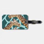 Étiquette À Bagage Funny Giraffe Imprimer Turquoise bleu sauvage Moti (Dos horizontal)