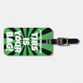 Étiquette À Bagage Funny Green Sac personnalisé Attention Voyage (Devant horizontal)