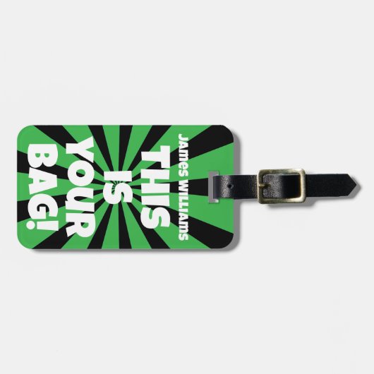 Étiquette À Bagage Funny Green Sac personnalisé Attention Voyage (Devant horizontal)
