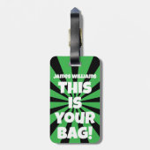 Étiquette À Bagage Funny Green Sac personnalisé Attention Voyage (Dos Vertical)