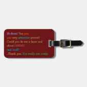 Étiquette À Bagage Funny Humour Custom Shout Mon nom Voyage Bagages (Devant horizontal)