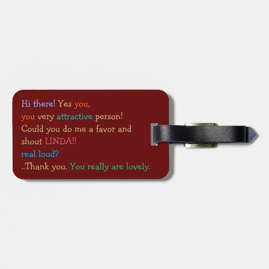 Étiquette À Bagage Funny Humour Custom Shout Mon nom Voyage Bagages (Dos horizontal)