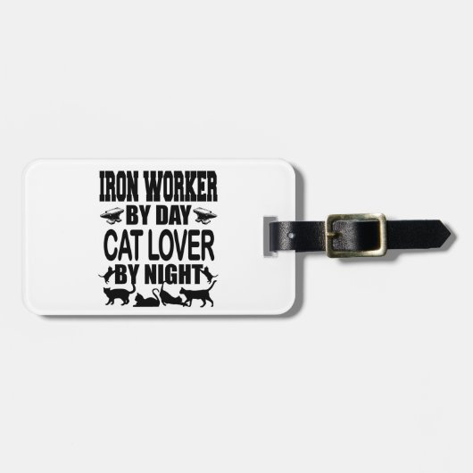 Étiquette À Bagage Funny Iron Worker by Day Cat Lover by Night (Devant horizontal)
