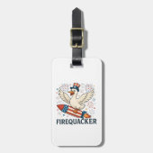 Étiquette À Bagage Funny Rubber Duck USA Patriotic Firequacker 4e (Devant Vertical)