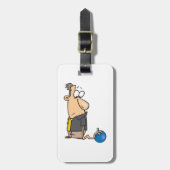 Étiquette À Bagage Funny Sad Bowler caractère avec Bowling Ball (Devant Vertical)
