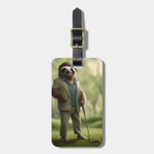 Étiquette À Bagage Funny Sloth Golf Player, (Devant Vertical)
