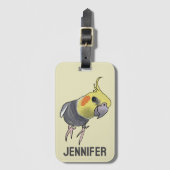 Étiquette À Bagage Funny Talking Grey Cockatiel Hello Pretty Bird (Devant Vertical)