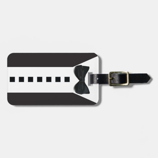 Étiquette À Bagage Funny Tuxedo 🎩 Cravate noire Formel (Devant horizontal)
