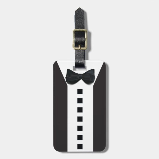 Étiquette À Bagage Funny Tuxedo 🎩 Cravate noire Formel (Devant Vertical)