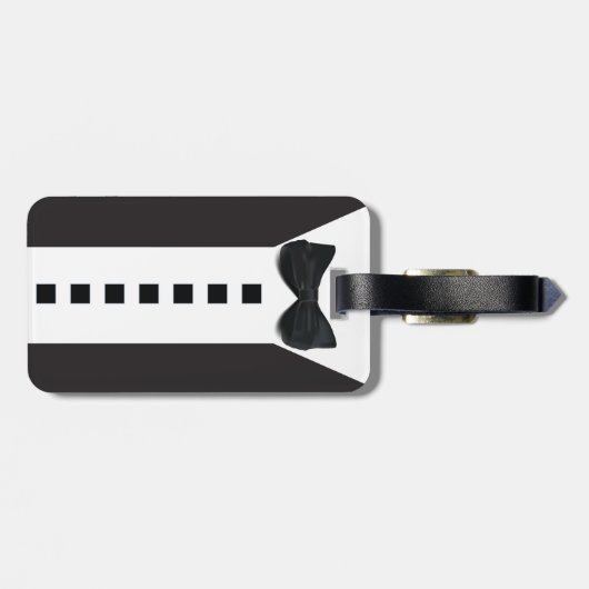 Étiquette À Bagage Funny Tuxedo 🎩 Cravate noire Formel (Dos horizontal)
