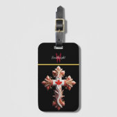Étiquette À Bagage Fusion symbolique : Croix avec feuille d'érable ro (Devant Vertical)