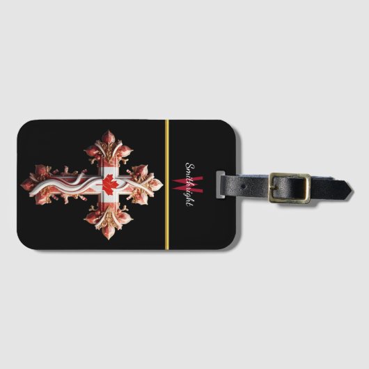 Étiquette À Bagage Fusion symbolique : Croix avec feuille d'érable ro (Devant Horizontal)