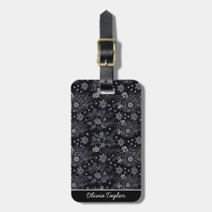 Étiquette À Bagage Galaxie motif florale transparente nom personnalis