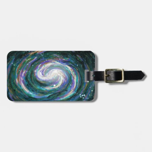 Étiquette À Bagage Galaxie peinte à la main (Devant horizontal)