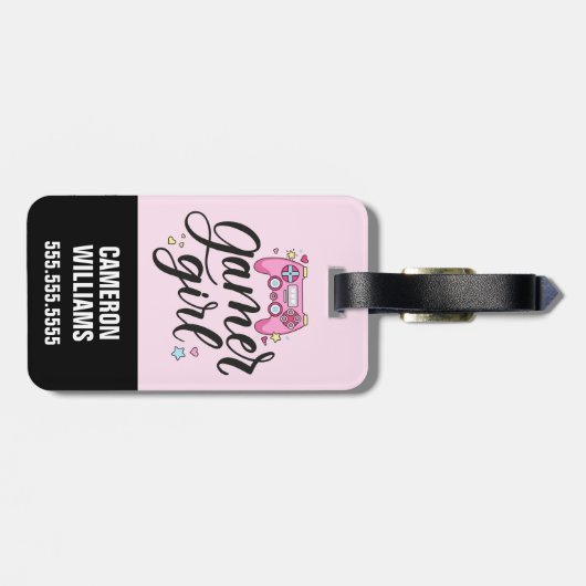 Étiquette À Bagage Gamer fille (Dos horizontal)