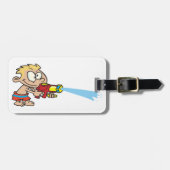 Étiquette À Bagage Garçon avec pistolet à eau Été Amusement (Devant horizontal)