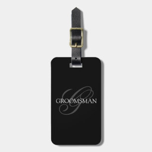 Étiquette À Bagage Garçon d'honneur Monogramme Gris Noir