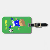 Étiquette À Bagage Garçon mignon d'étoile du football, thème du (Devant horizontal)