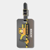 Étiquette À Bagage Garçon orange mignon de constructeur de (Devant Vertical)