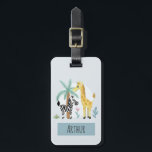 Étiquette À Bagage Garçons Cute Safari Animaux Giraffe Nom Enfants<br><div class="desc">Cette étiquette à bagages pour enfants mignonne et fantaisiste présente des animaux safari africains, avec une girafe, zèbre et éléphant, et peut être personnalisée avec votre nom de garçon et les coordonnées de votre contact. Un cadeau à thème pour votre bébé, tout-petit ou tout-petit pour le premier voyage de votre...</div>
