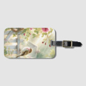 Étiquette À Bagage Garden Rose Bird Watercolor Scene (Devant Horizontal)