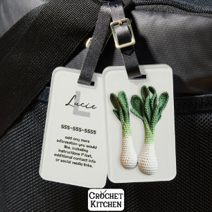 Étiquette À Bagage Gardener vert minimaliste Crochet Leeks Nom