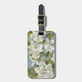 Étiquette À Bagage Gardénias sur le bleu ardoise (Devant Vertical)