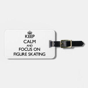Étiquette À Bagage Gardez le calme et le foyer sur le patinage