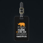 Étiquette À Bagage Gardez Le Calme Sauvons Le Chubby Unicorn Rhino An<br><div class="desc">Restez calmes et sauvez la licorne du chubby. Faites-lui un grand cadeau. Ces activistes qui aiment les animaux, les rhinocéros, qui se passionnent pour la protection des espèces de rhinocéros contre la cruauté, soutiennent le programme d'adoption des animaux, contre la chasse illégale, le braconnage de troncs d'éléphants, ou la destruction...</div>