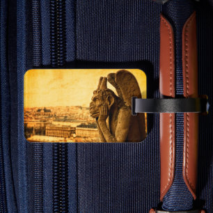 Étiquette À Bagage Gargoyle médiéval Le Stryge à Notre Dame, Paris