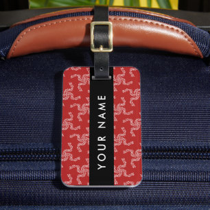 Étiquette À Bagage Garland de Noël, Rouge, Votre nom, Personnaliser