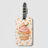 Étiquette À Bagage Gâteau cupcake pêche Points capricieux (Devant Vertical)