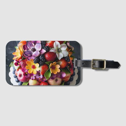 Étiquette À Bagage Gâteau de fruits coloré (Devant Horizontal)
